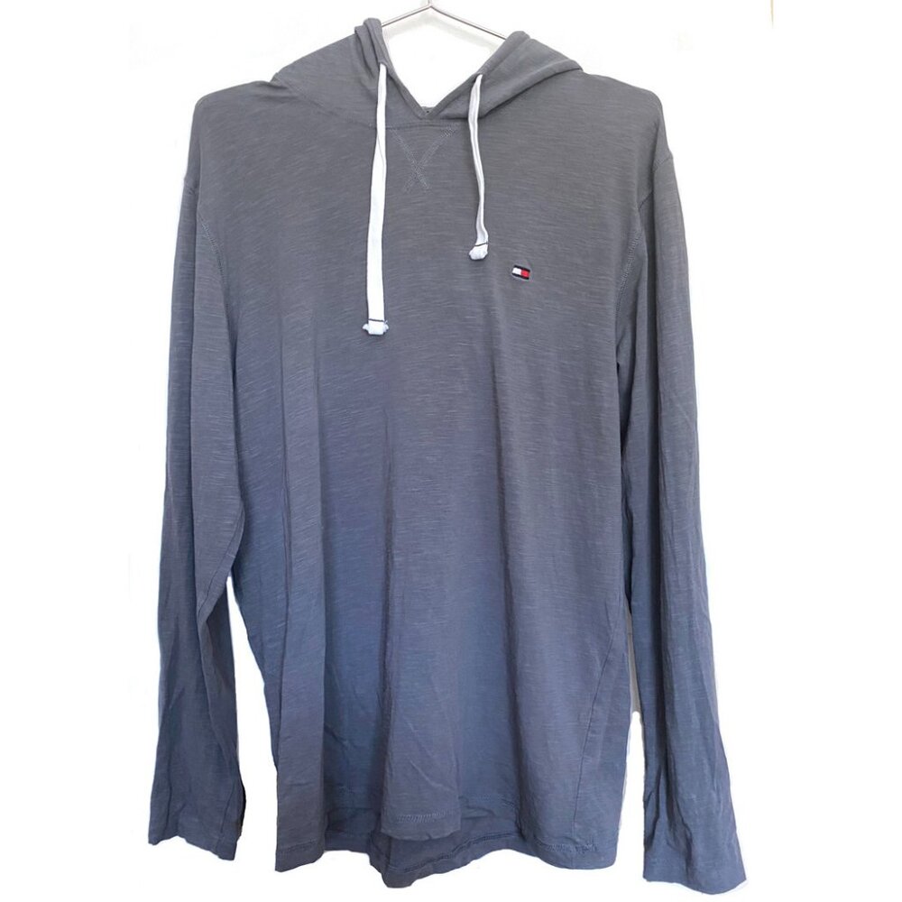 TOMMY HILFIGER Men's Stretch Jersey long sleeve Drawstring Hoodie Grey, M